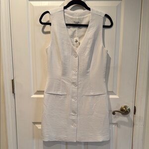ABERCROMBIE & FITCH White Sleeveless V-neck Button-down Dress NWT
